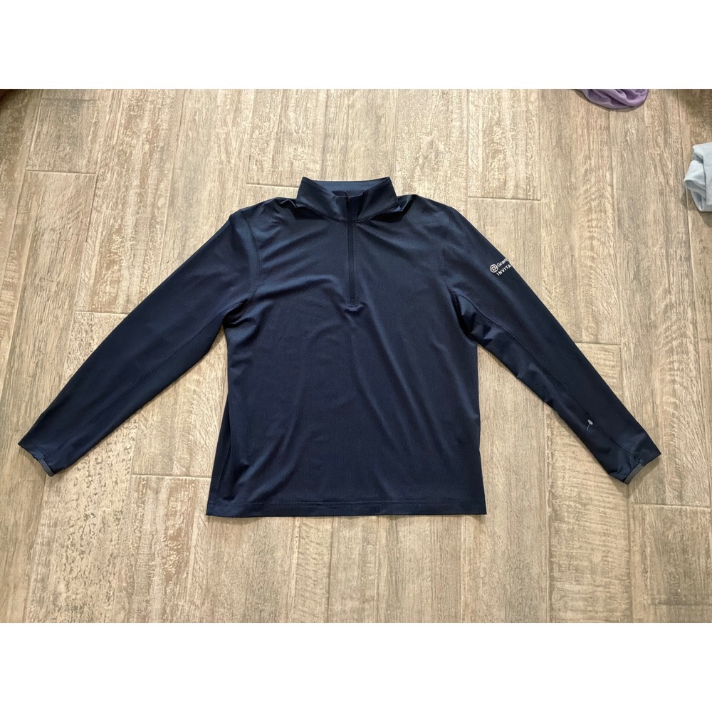 Dunning Mens Navy Blue Chevron 1/4 Zip Pullover Grant Thornton Invitational S